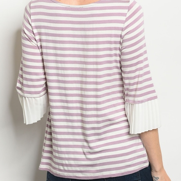 Lavender Stripe 3/4 Sleeve Blouse - Picture 2 of 4